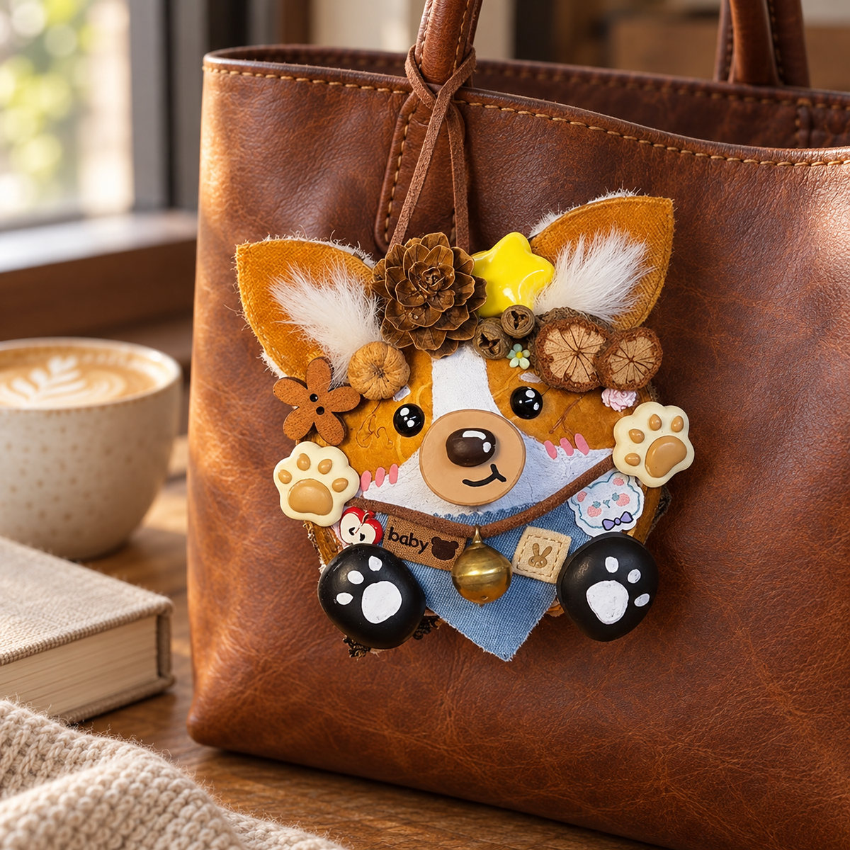 Pip the Woodland Fox & Corgi Spirit — Botanical Bag Charm & Companion